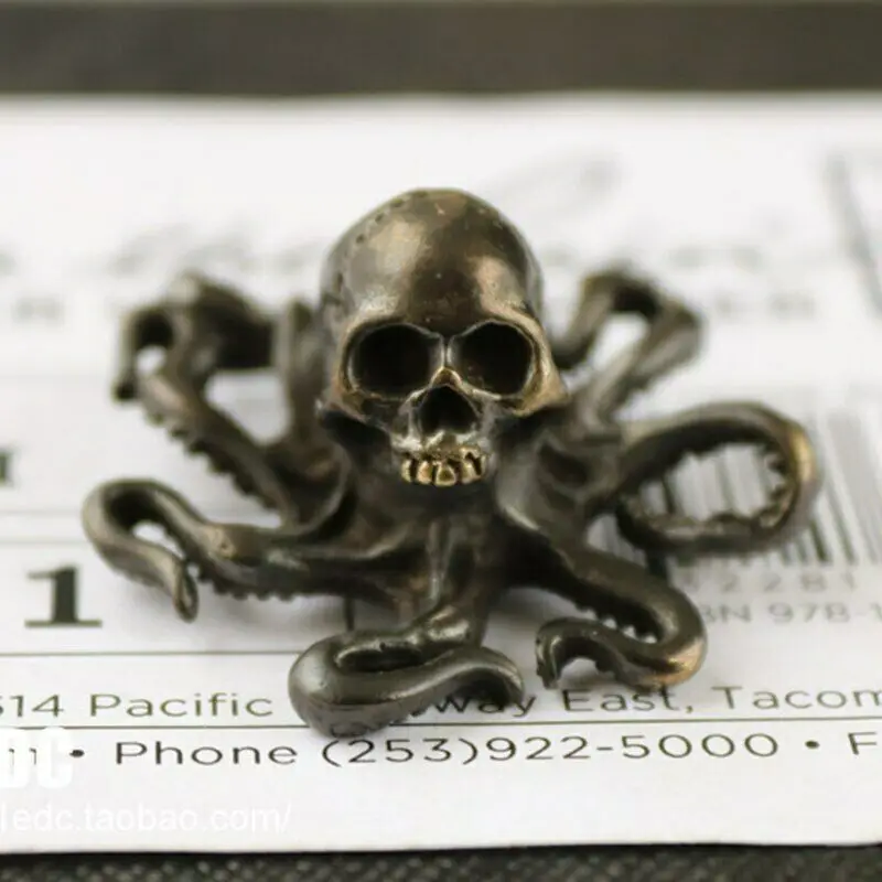 

Vintage Skull Octopus Figurine Desktop Decoration Brass Skeleton Animal