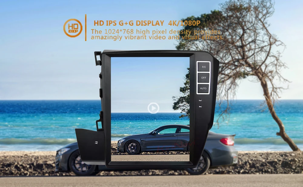 Excellent KiriNavi Vertical Screen Tesla Style 10.4" Android 8.1 Car Radio For Honda Civic Left Driving GPS Navigation Dvd Multimedia Play 2