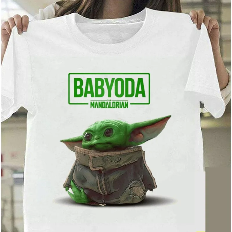 

Ladies summer casual short sleeves Lovely Baby Yoda T Shirt Men Star Wars Mandalorian T-Shirt unisex Funny Cartoon