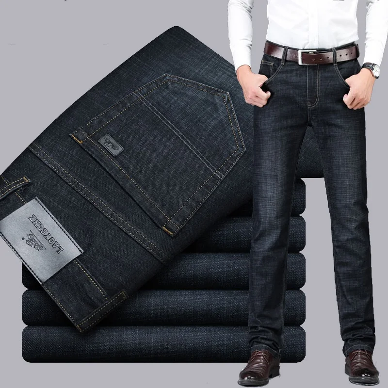 

Men Denim Jeans Pants Stretch Straight Regular Fit Men Jeans Black 2020 Spring size 40 Jean Homme