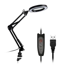 Lampe de bureau pliable, loupe 5X, lampe de lecture, loupe avec trois Modes de gradation, alimentation USB