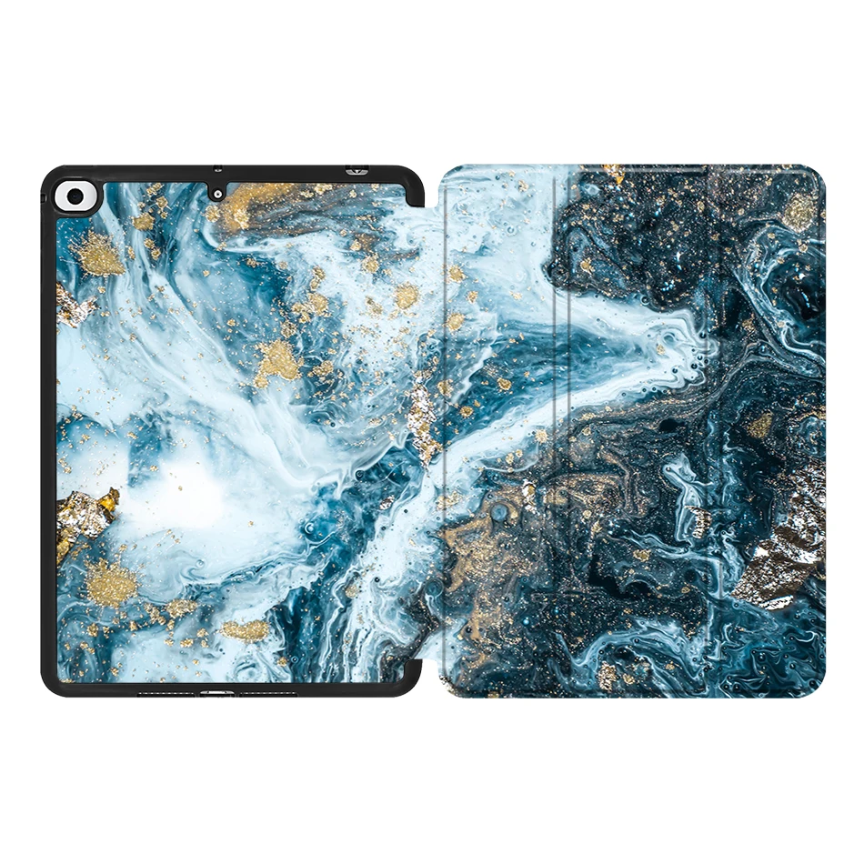 Чехол MTT для iPad Mini 4 Mini 5 7,9 '' с карандашом, мягкая задняя панель из искусственной кожи, откидная подставка, умный чехол, мраморный чехол для планшета