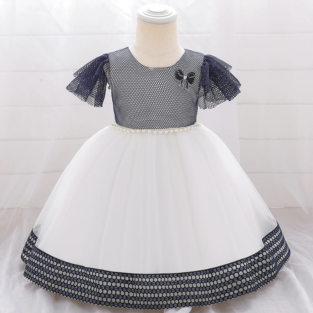 Navy blue Одежда для девочек; платье принцессы для новорожденных на первый День рождения; платье на крестины для девочек; свадебное платье; вечерние платья для девочек;детское платье - Цвет: Navy blue