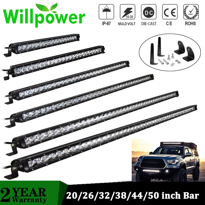 Willpower Single Row 20&quot Slim LED Light Bar 90W 120W 150W 180W Spot Fog Lamps for Barra Led Work Offroad Driving Truck 12V 24V |