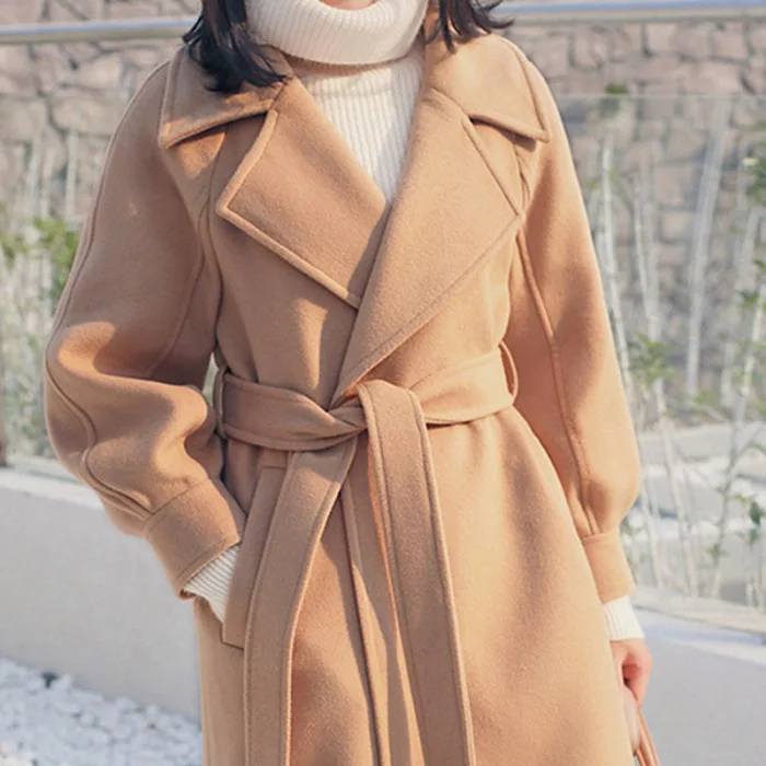 New Women Lady Long Sleeve Lace-up Long Coat Thicken Solid Color Autumn Winter Coat Women Manteau Femme Dropship Lady Coats