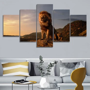 

Canvas Print Painting Art Posters 5 Set Lion King On The High Mountain Modular Modern Living Room Home Decor Framework