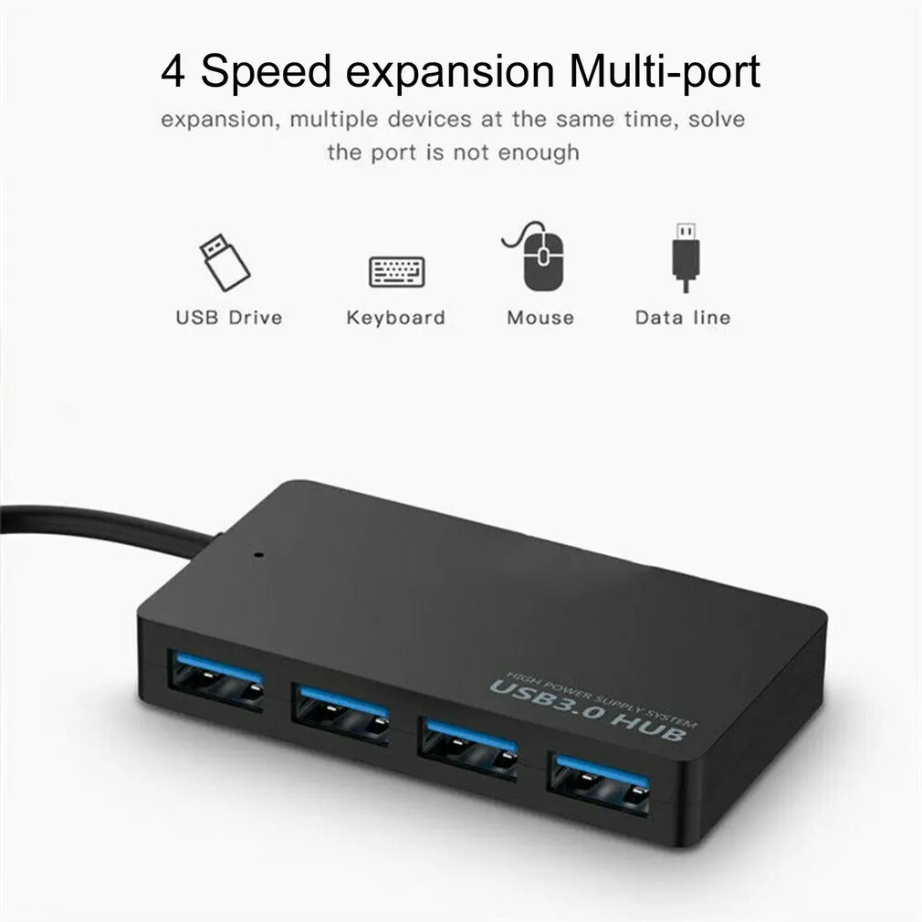 Usb-концентратор с 4 портами, Кабель-адаптер для зарядки для смартфонов и планшетов, высокоскоростной адаптер расширения для настольных ПК и ноутбуков