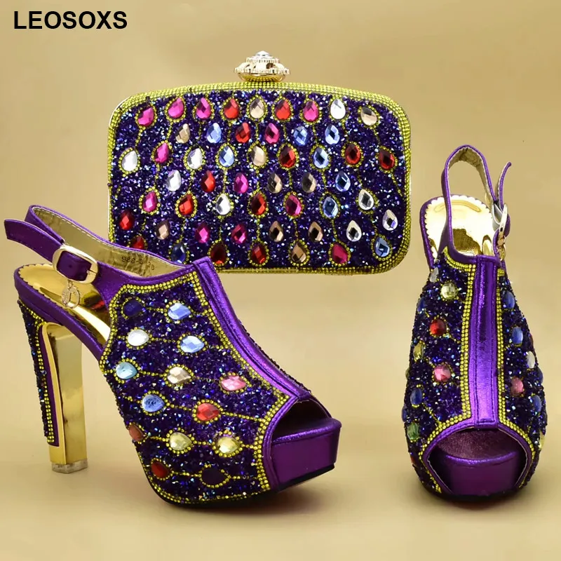 

High Quality Italian Shoe and Bag Set in Heels Wedding Shoes and Bag Set African Sets 2020 Nigeria Party Shoe and Bags for Women