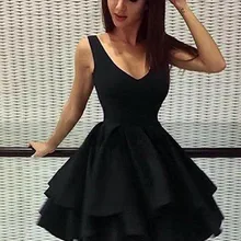 ТРАПЕЦИЕВИДНОЕ ПЛАТЬЕ ПРИНЦЕССЫ без рукавов с бретельками; атласные Многослойные Короткие мини-платья