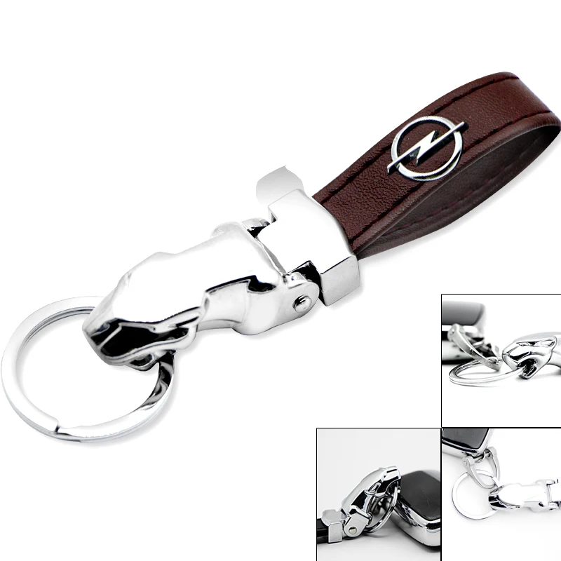 

Car Badge Leather Leopard head Keyring Keychain Key Chain for Opel Astra H G J Insignia Mokka Zafira Corsa Vectra C D