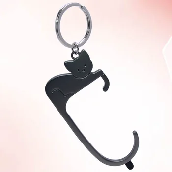 

No Touch Opener Keyring Pendant Simulation Key Shape Stylus Pen Door Open Pen No-touch Elevator Press for Outdoor Door (Black)