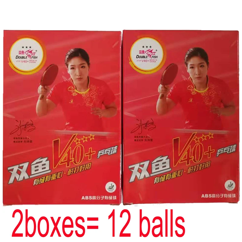 white 12 balls Оригинальная Двойная рыбка 3 звезды V40+ мяч для настольного тенниса ABS полимерный материал для ракетки для пинг-понга всего 12 мячей - Цвет: white 12 balls