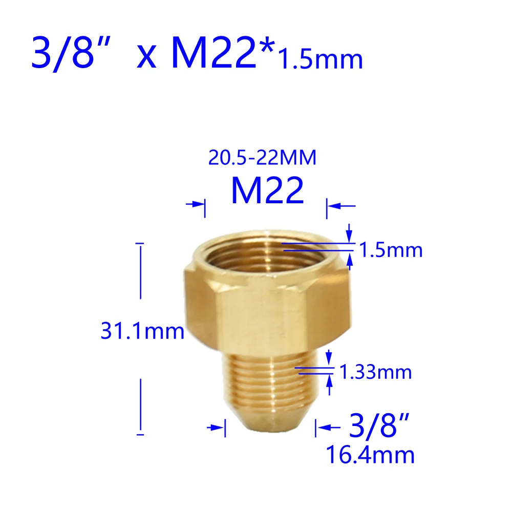 Brass 3/8" 1/2" M14 M18 M22 Thread Connector Male Female For Bubbler Water Purifier Faucet Copper Fittings Tooth Spacing 1.5mm