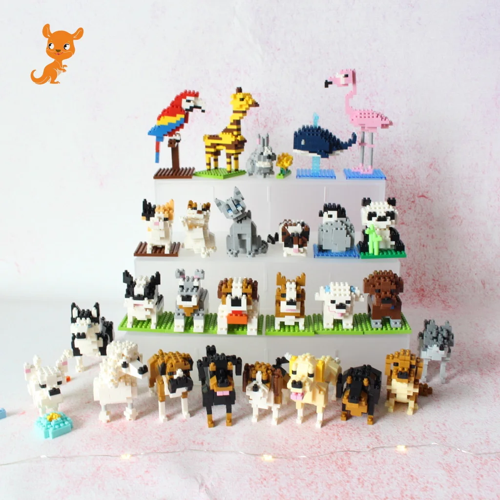 

toys Wisehawk diamond mini building blocks animal toy bag building blocks A1-B26 dog cat bird animal series for children gifts