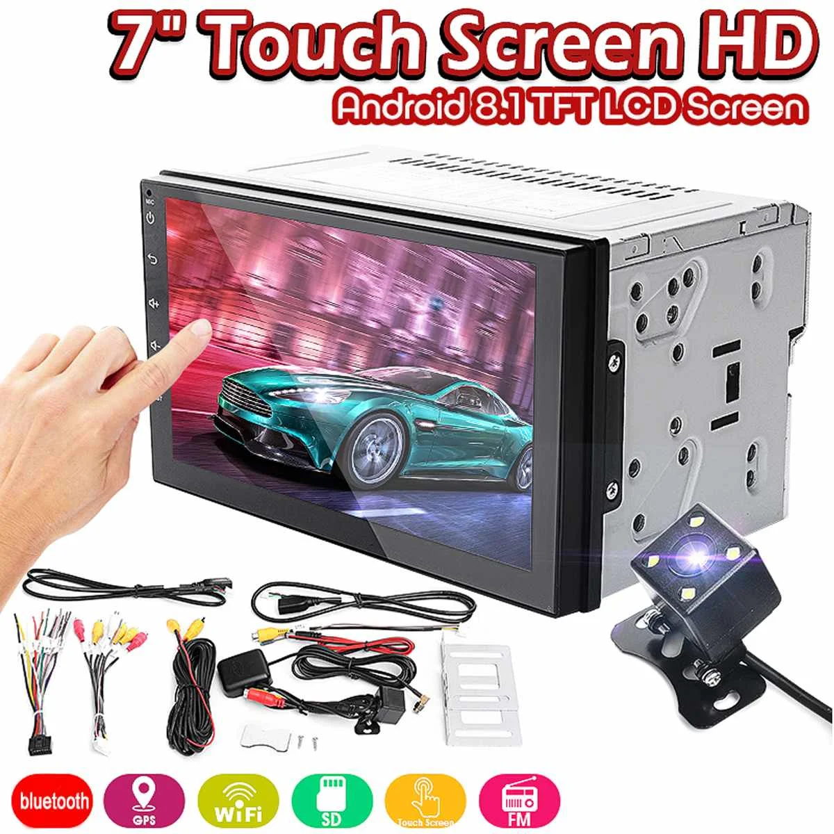 

Universal 2 din Car Multimedia Player Auto Radio Stereo 7" Touch Screen Video MP5 GPS Wifi bluetooth IR Rear View Camera