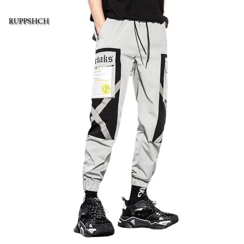 Pantalones Cargo para hombre, jogging, ropa de calle, Hip-Hop, informales, con bolsillos y cinta de algodón, pantalones de chándal, Harajuku, funcionales