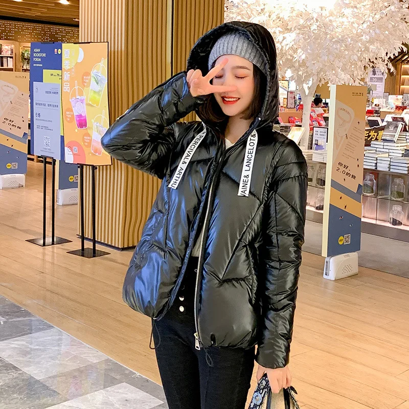 

New Arrival Fashion Short Glossy Parka Women Winter Jacket Cotton Padded Warm Thicken Ladies Coats Parka Womens Jackets
