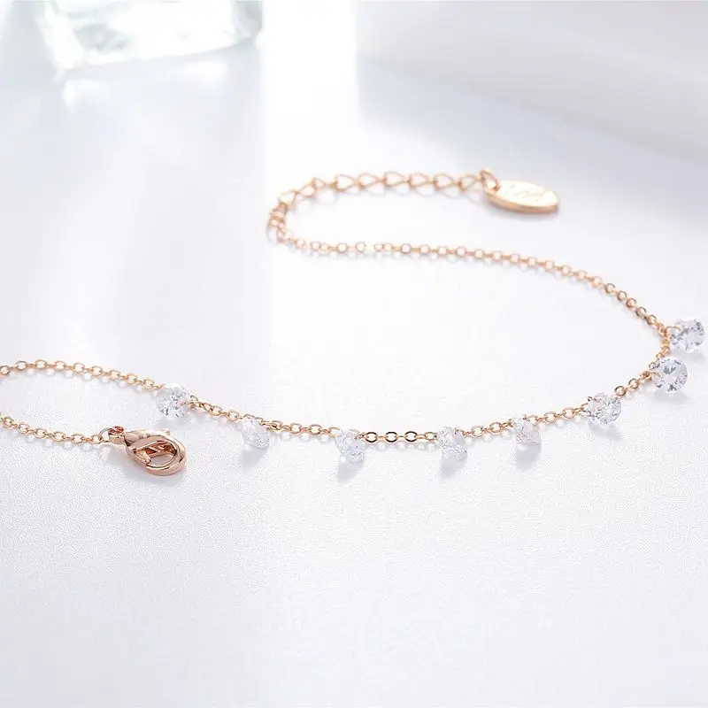 Высокая-конец Bling Mini Stone кубический циркон браслет из розового золота Цвет модные женские туфли браслет-цепочка ювелирные изделия