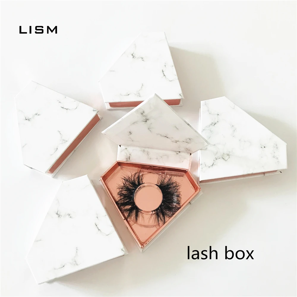 

wholesale Marble triangle false eyelashes packaging box fake 3d mink lashes boxes faux cils strip diamond magnetic case empty