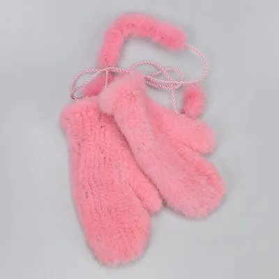 Pink Женские перчатки из натурального меха норки милые женские эластичные перчатки из натурального меха норки теплые перчатки Вязаные норковые - Цвет: Pink