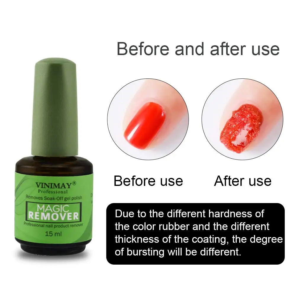 

15ml Burst Magic Nail Polish Remover Quickly Removes Soak-Off Gel Polish Professional Non-Irritating Nail Polish Remover