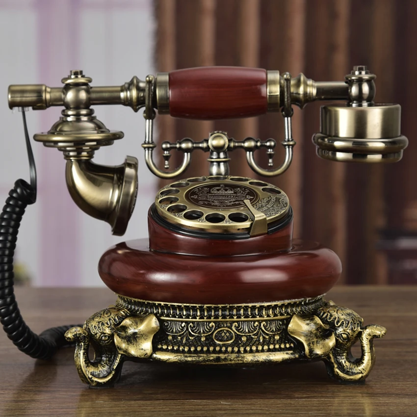 fixo, eletrônico mecânico ringtone, cor do café, mogno