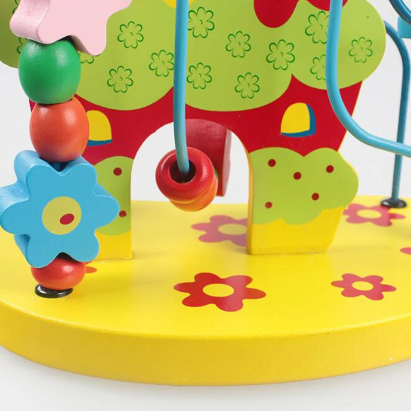 Красочные детские деревянные бусины игрушка третьи линии Цветы и птицы вокруг рамка из бисера Детские игрушки раннего детства детский