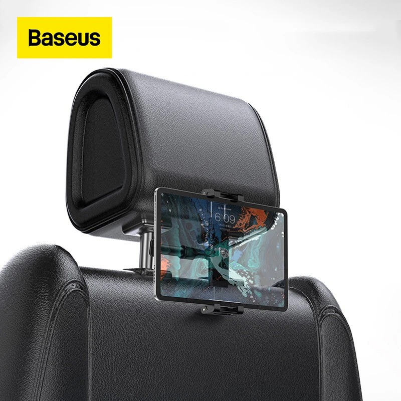 حامل تثبيت مسند رأس لمقعد السيارة الخلفي من Baseus مناسب للآي باد مقاس 4.7-12.9 بوصة ودوران 360 بوصة كمبيوتر لوحي عالمي حامل هاتف السيارة الأوتوماتيكي