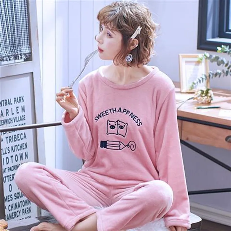 Style 21 Фланелевый пижамный комплект, пижама, теплая Сексуальная плюшевая одежда для сна с рисунком животных, большой размер, Женская домашняя одежда, зимняя модная Пижама - Цвет: Style 21