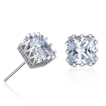 

Fashion Hot Sale Couple Square Crown Hollow Inlaid Zircon Stud Earrings Jewelry Accessories Romantic Small Gifts For Women/Men