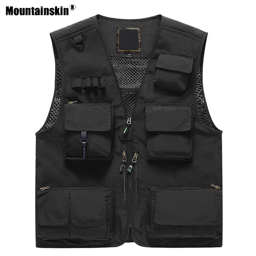 Мужской сетчатый жилет Mountainskin уличный из тонкой ткани с несколькими карманами в