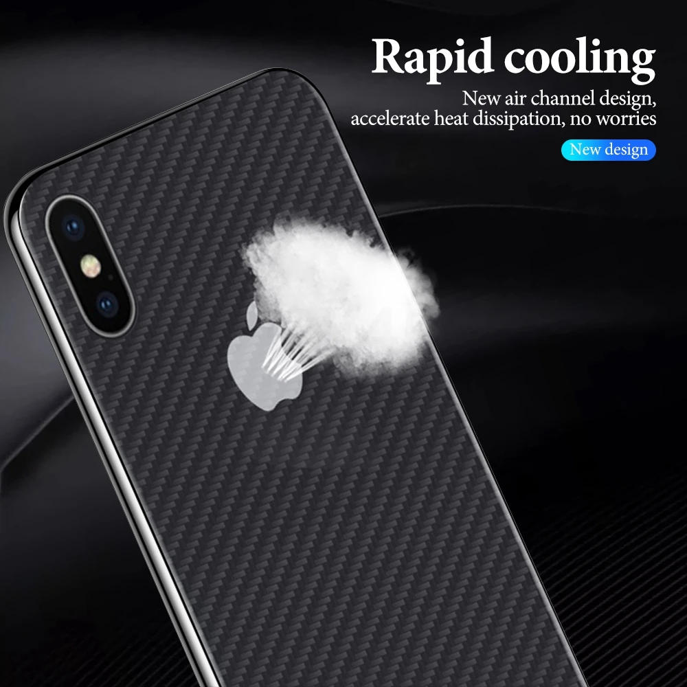 Carbon Fiber For iphone XS 7 8 XR X 6 6S XS Max 7 8 Plus 6 6S Plus Phone Back Screen Protector Sticker Transparent Film