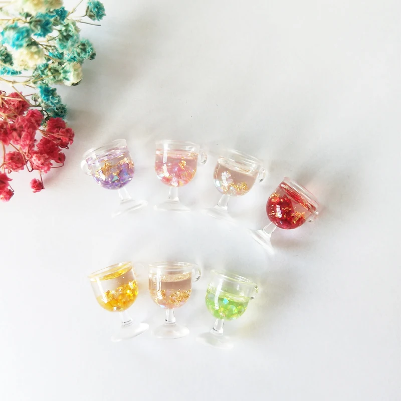 

10pcs Resin Wine Goblet Charms Pendants Kawaii Cocktail Cup Charms Bacelet Earring Ornament Craft Decor DIY Jewelry Accessories
