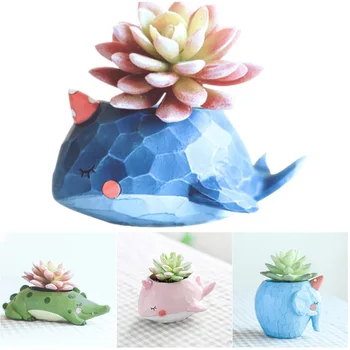 

Flower Pot Resin Succulents Plant Pot Abstract Flower Pot Home Desktop Vase Micro Landscape Decor @LS