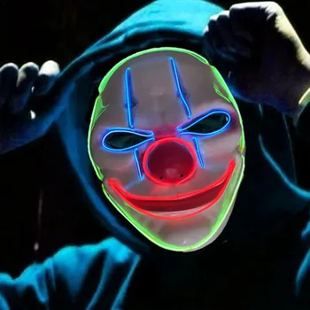 

Christmas style hot sale EL cold light mask LED glow mask with 3V stabilized voltage inverter DJ Halloween party supplies