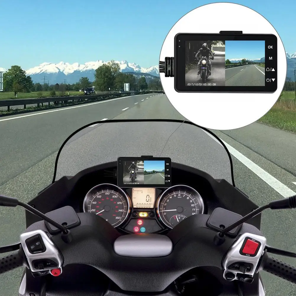 

3 Inch Wire-controlled Waterproof Motorcycle Video Recorder HD 1080P Front and Rear Dual Recording Camera 12V