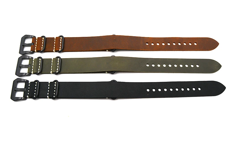 20 22 24 26 мм ручной работы для мужчин Zulu кожа G10 Nato военные часы ремешок из нержавеющей стали Пряжка удобные черный коричневый зеленый