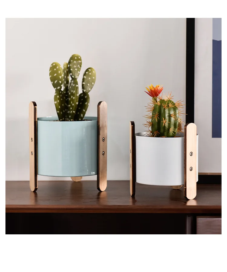 Creative Plant Vase Stand Home Decor Flower Pots Flower Planter Holder Ceramic Flower Pot Shelf Rack