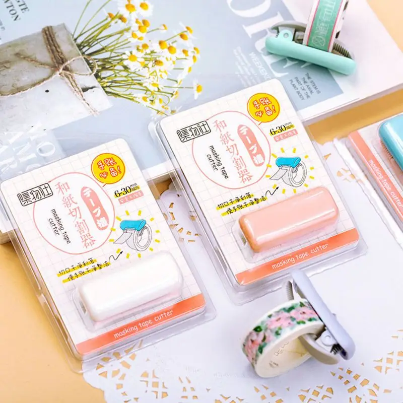 Mini Adhesive Washi Paper Tape Dispenser Cutter Kawaii Portable School Supplie M0XB