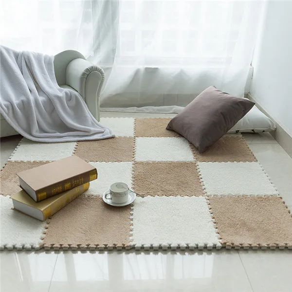 Camel and white 24 шт./компл. мягкий головоломка вспененный этилвинилацетат Детские играющие дети ворсинок коврик блокировочный пол Плитки упражнения меховой коврик 8 шт./лот Each30X30cm - Цвет: Camel and white