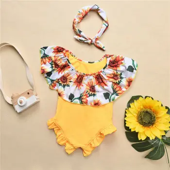 

Toddler Kid Baby Girl Clothes Floral Swimsuit Swimwear Romper Bikini+Headband