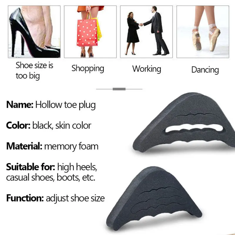 Women High Heel Half Forefoot Insert Toe Plug Insoles Cushion Pain Relief Protector Big Shoes Toe Front Filler Adjustment
