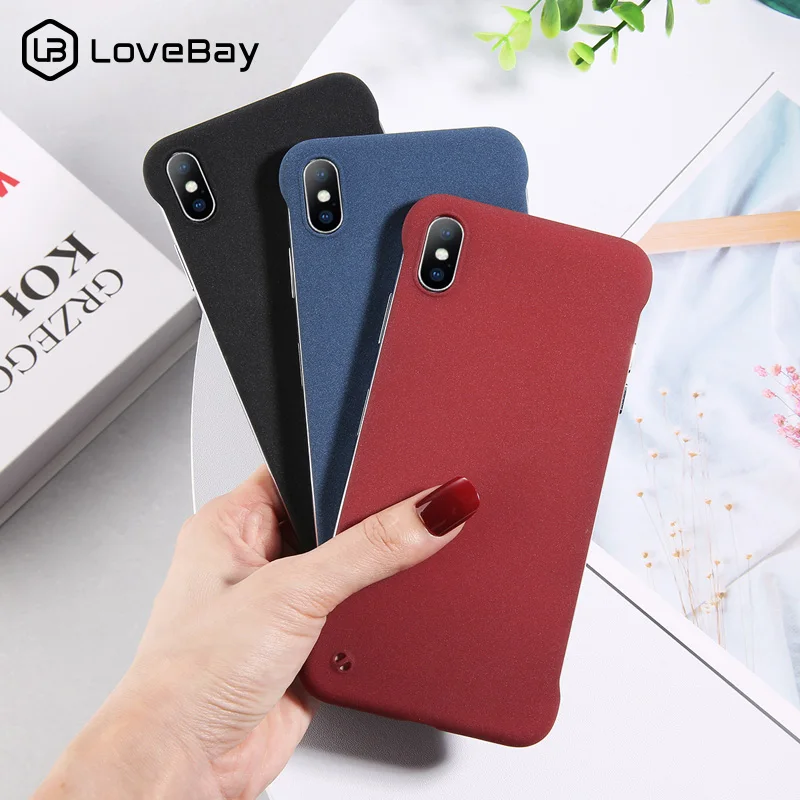 

Lovebay Colorful Plain Plastic Phone Case For iPhone 7 8 6 6s Plus X XR XS Max Frameless Solid Color Frosted Hard PC Back Cover