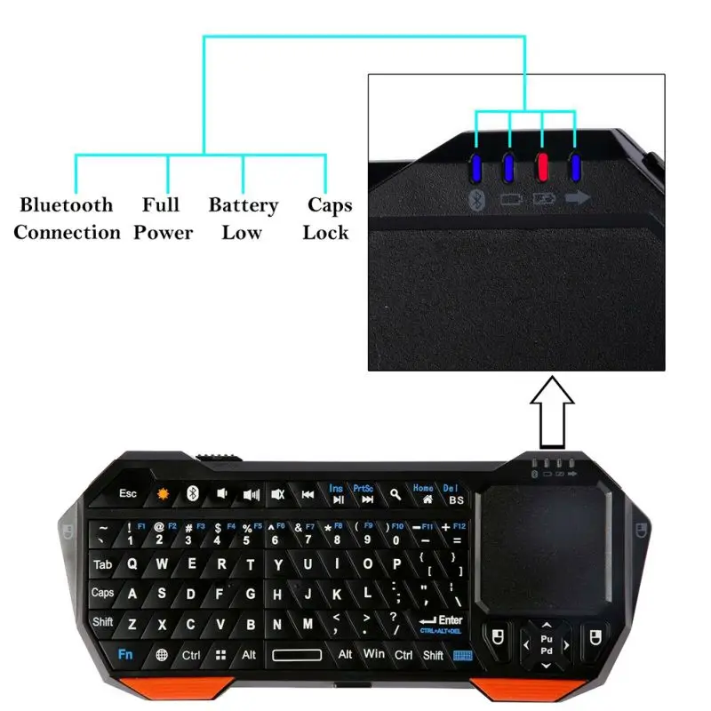 Мини Беспроводная Bluetooth Клавиатура Тачпад iOS Android Windows портативный с подсветкой