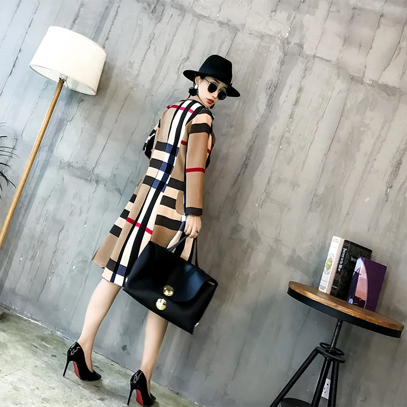 Vintage Long Trench Coat Women Winter Chic Bandage Waist Long Coat Women Loose Office Lady Windbreaker Overcoat Female