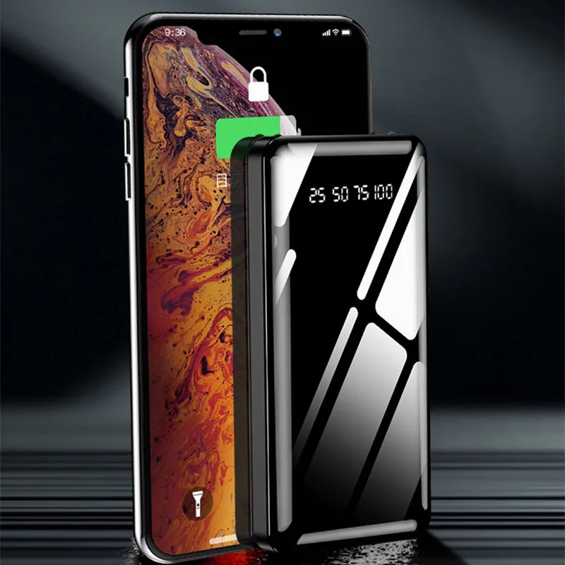 Внешний аккумулятор 30000 мА/ч для iPhone X Xiaomi Mi, внешний аккумулятор, зарядное устройство, два порта Usb, внешний аккумулятор, портативный аккумулятор