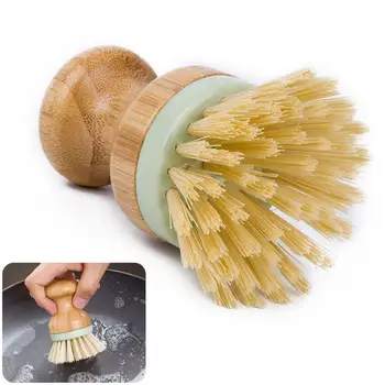 

Tableware Multifunctional Tool For Kitchen Cleaning Brush Mini Durable Wooden Handle Round Dish Scrubber Pot Pan Wash Dropship