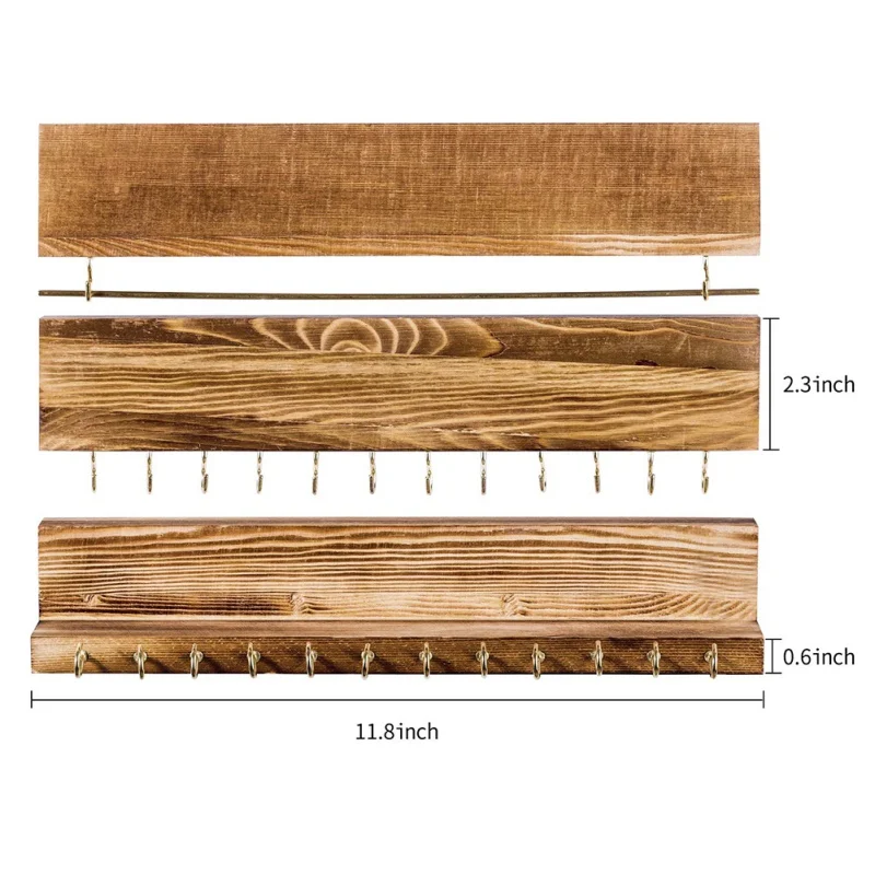 Органайзер деревянный настенный дисплей ювелирные изделия крюк Держатель для ожерелья серьги кольцо Вешалки для шарфа ювелирные изделия стойки