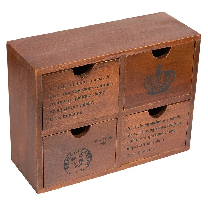 4 ящика деревянный органайзер для хранения маленькие настольные декоративные