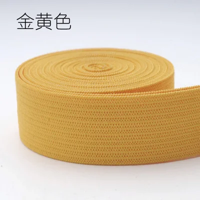 20 мм цветные эластичные ленты плоская канатная Резиновая лента линия спандекс лента для шитья кружевная отделка поясная лента аксессуары для одежды 5 метров - Цвет: Gold yellow